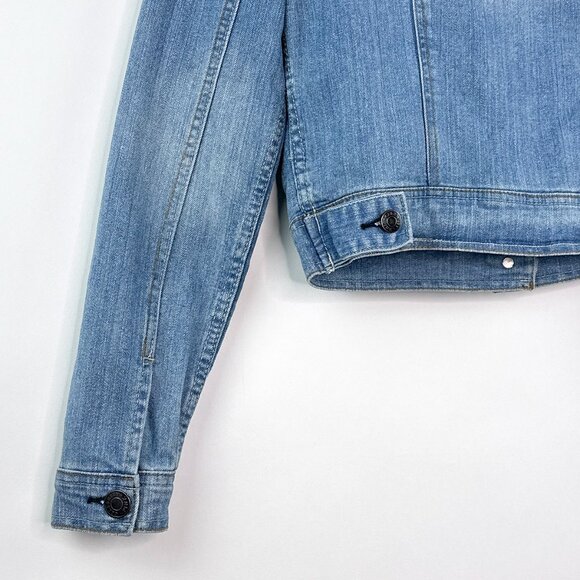 Celebrity Pink Jeans Cropped Denim Jacket Light Wash Distressed Jacket Size S - Picture 11 of 15